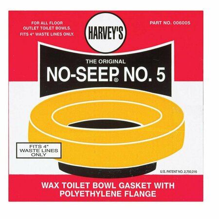 HARVEYS Toilet Bowl Gasket with Wax & Flange Polyethylene, 24PK 49683
